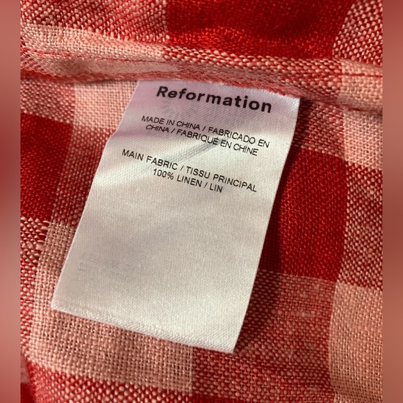 reformation • linda linen dress in concha check gingham plaid 12 - Picture 8 of 9
